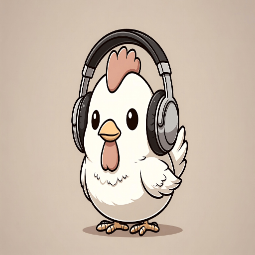 chicken wearing headphones favicon for synthia solace website
